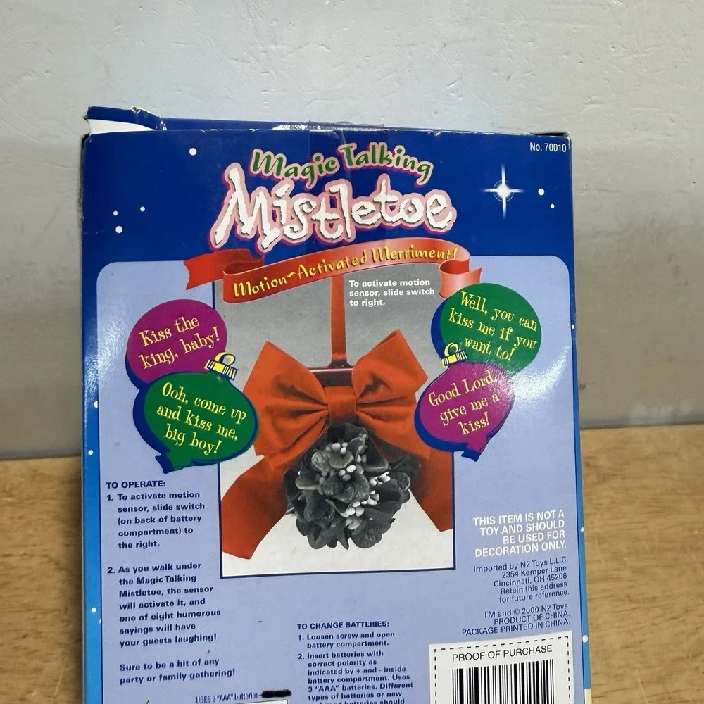 Magic Talking Mistletoe Animated Christmas Ornament Decoration N2 Toys 2002‎ New